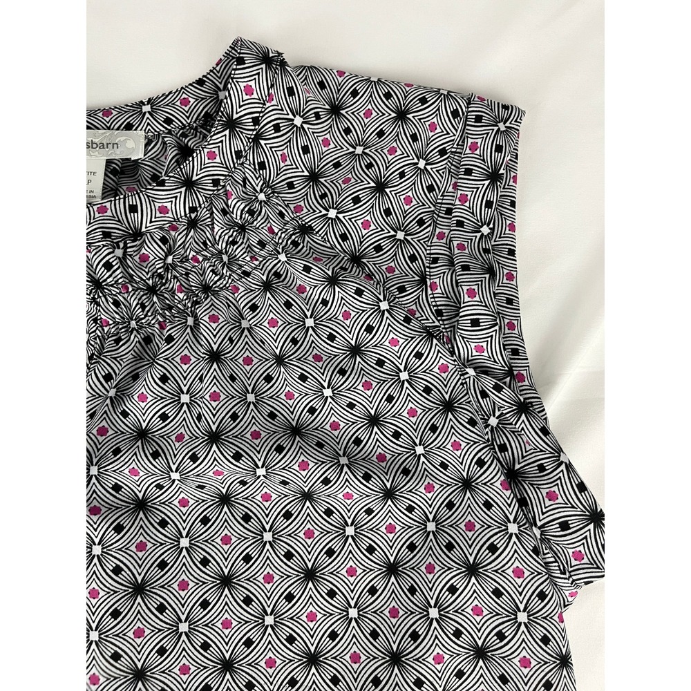 Dressbarn Black White Pink Geometric Sleeveless Blouse Top‎ XLP Petite